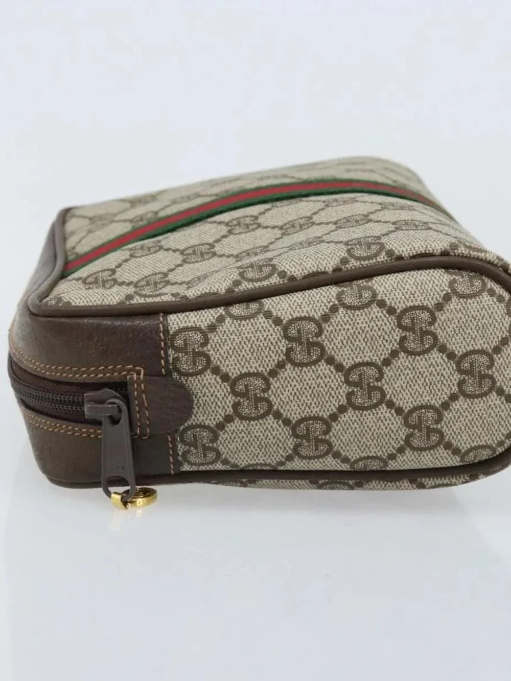 GUCCI GG Supreme Web Sherry Line Bag PVC Beige Gold 98 30 014 3553 Auth ka3094 - Picture 4 of 16